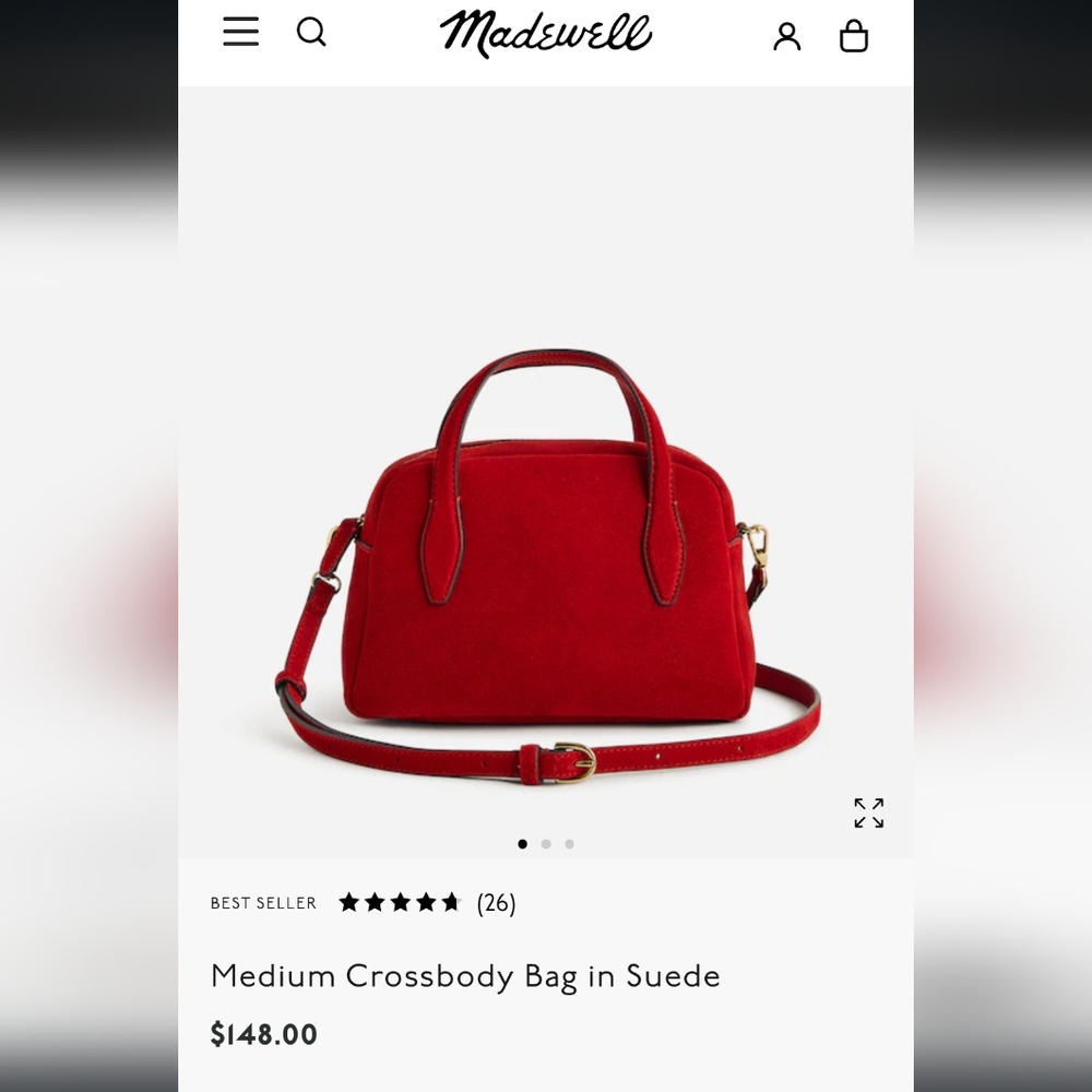 Madewell Medium Crossbody Red Suede Leather